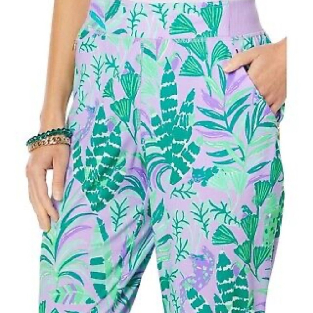 Lilly Pulitzer Luxletic Run Around Pant Purple Iris On The Chase Size Large - Picture 3 of 8